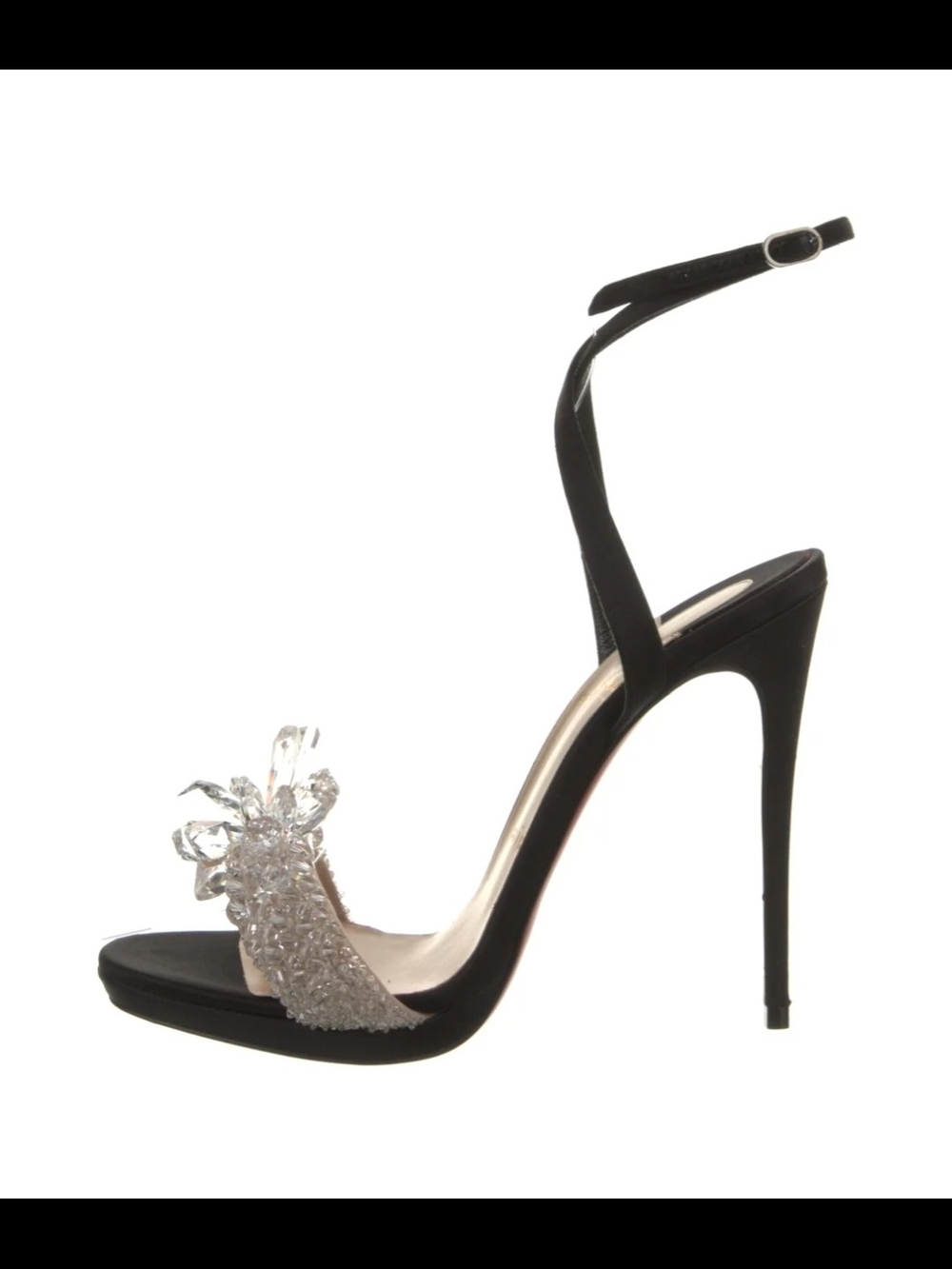 ❤️ RED BOTTOM ❤️ SPECIAL EDITION 🖤 Black Crystal  Stiletto Wedding Sandal